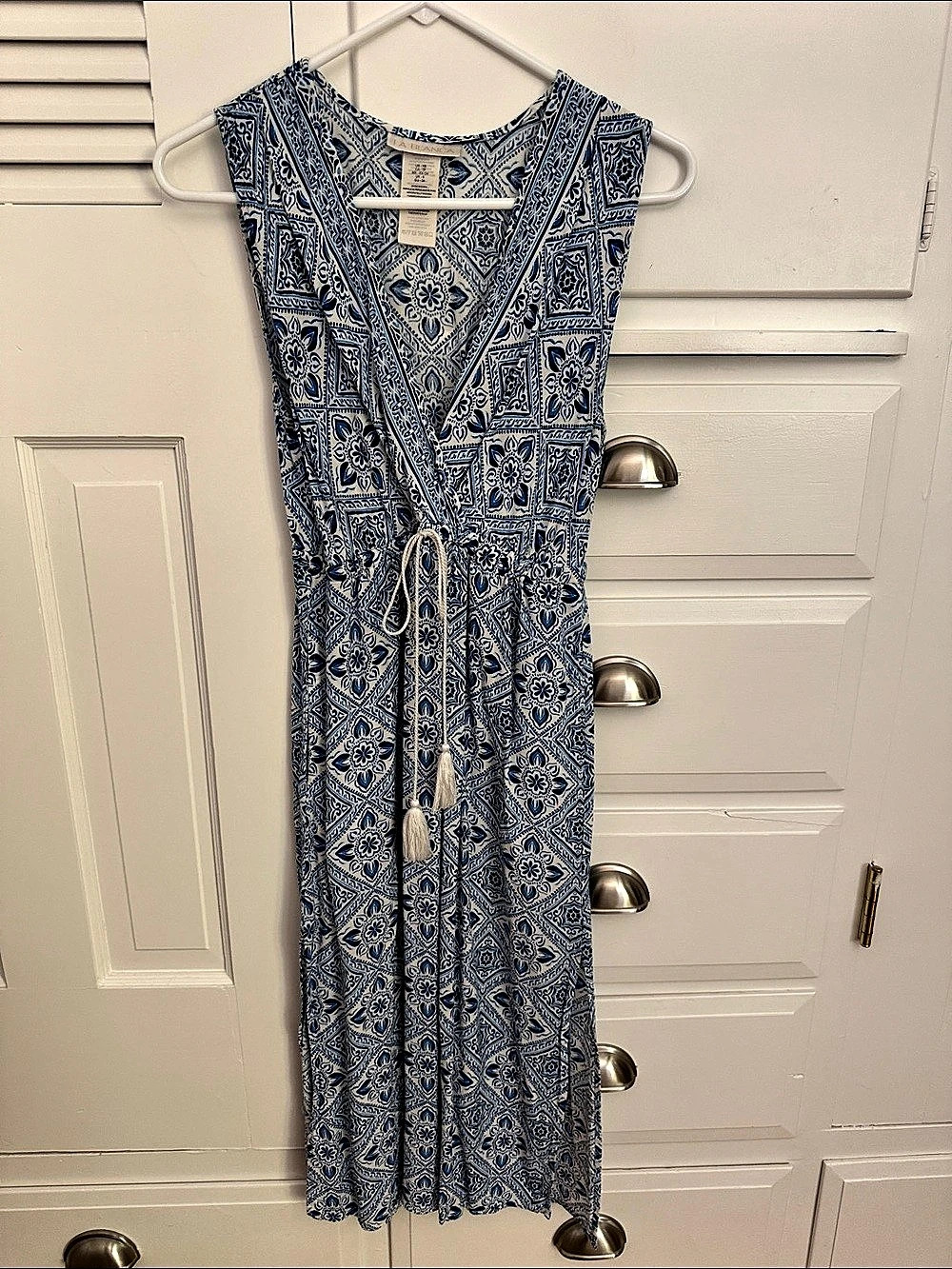 La Blanca Blue & White Maxi Dress Size XS Like New